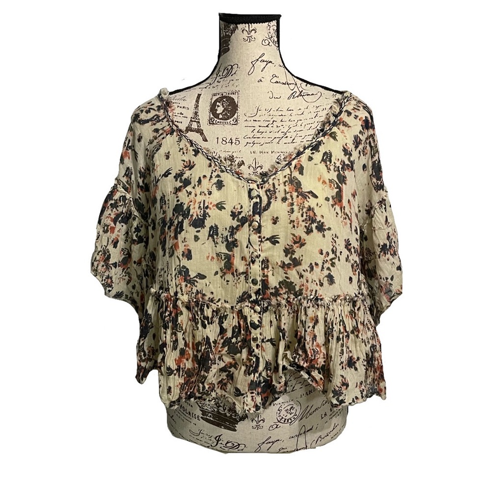Free People Boho Abstract Blouse